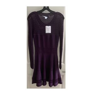 Diane von Furstenberg Purple Plum Stretch Lace Dress